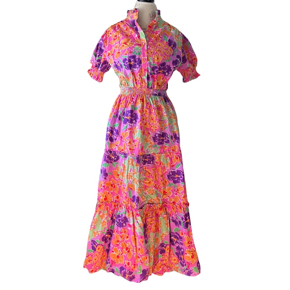 Karlie Vibrant Floral Maxi Dress in Pink and Purple